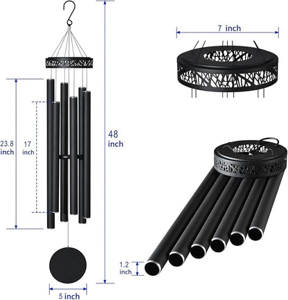 Suntimber 48" Large Wind Chimes for Outside Deep Tone, 6 Heavy Tubed Tubes | Memorial Sympathy Gifts for loss of loved one, Low Tone WindChimes Outdoor Clearance for Garden Yard Patio & Lawn
