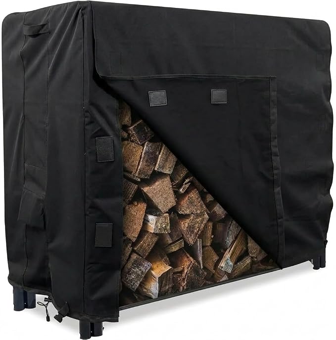 Heavy Duty Log Rack Cover - 4 Feet - Panther Series - Black