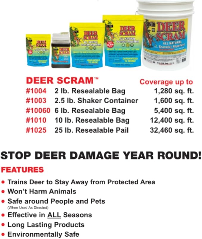 Epic REPELLENTS Deer Scram All Natural Granular Repellent - All-Natural, Animal, People and Pet Safe Granule (10 lb Bag)