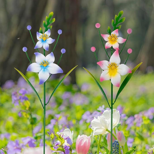 Outdoor Decorative Garden Stakes,Metal Flowers for Outside Spring Decor,Waterproof Garden Decor for Outside,Lawn,Patio,Yard