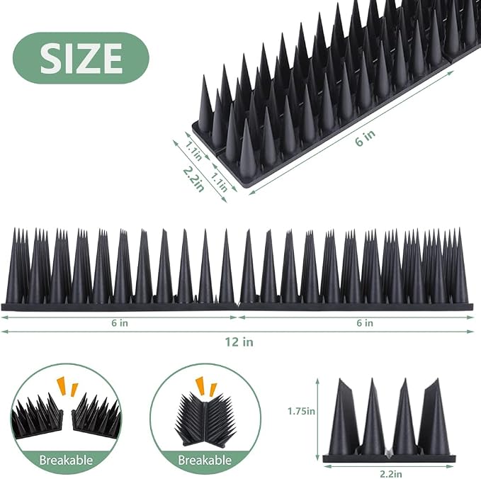 Bird Spikes, 37.4 Ft Bird Deterrent Strips Spikes for Small Birds Deterrent Spikes for Fences and Roof to Keep Birds Away