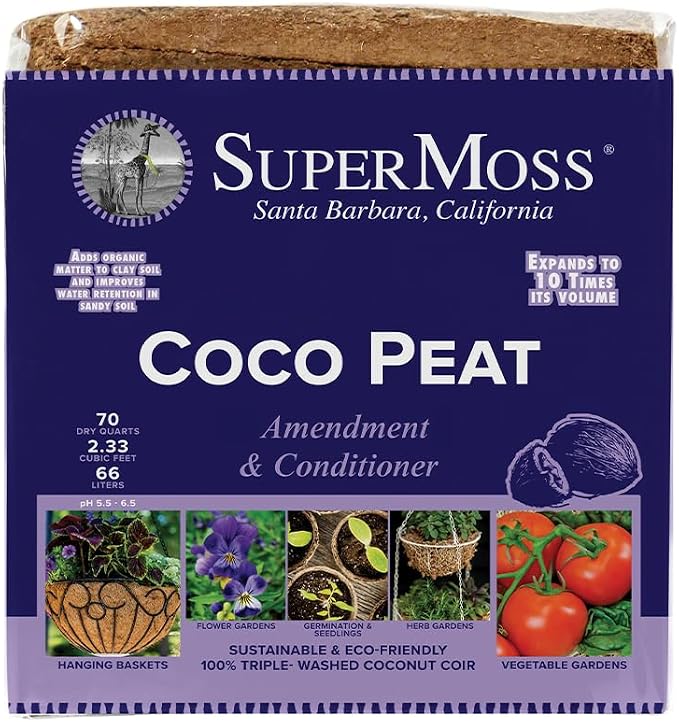 SuperMoss (23274) Coco Peat Soil, Small Bale (2.33 ft3) Natural Brown