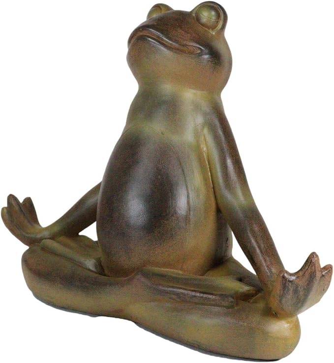 Ebros Gift Rustic Zen Meditation Contented Yoga Frog Garden Statue Meditating Buddha Frog Wisdom Koan Decorative Sculpture 14" Long