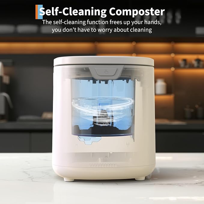 3.5L Electric Composter Countertop, 3 Modes Kitchen Smart Compost Bin with Auto Cleaning, LED Display, Turns Kitchen Waste Into Dry Manure, Low Noise Food Waste Compost Machine