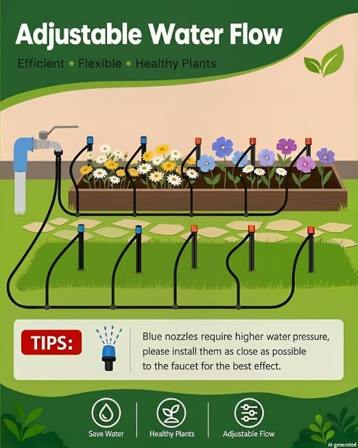 240FT Drip Irrigation System kit, Upgrade Automatic Garden Watering Kit with 1/2 inch Main Tubing ＆1/4 inch Distribution Hose, Quick-Connect Drip Irrigation Kit for Raised Bed, Greenhouse, Lawn, Patio