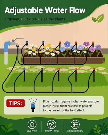 240FT Drip Irrigation System kit, Upgrade Automatic Garden Watering Kit with 1/2 inch Main Tubing ＆1/4 inch Distribution Hose, Quick-Connect Drip Irrigation Kit for Raised Bed, Greenhouse, Lawn, Patio