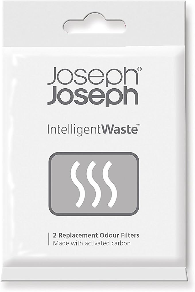 Joseph Joseph Intelligent Waste Activated Carbon Odor Filter Refills for Food Waste Caddy Kitchen Bin - Pack of 2