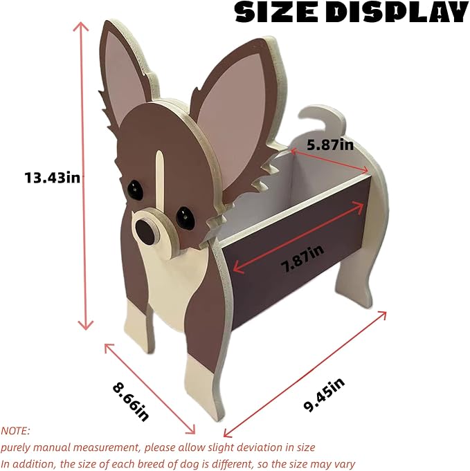 Chihuahua Dog Planter Pots, 9.45 x 8.66 x 13.39 Inches | Dog Flower Pot, Cute Animal Shaped Plant Pot, Gifts for Women & Pet Lovers, Indoor Outdoor Garden Home Office Decor