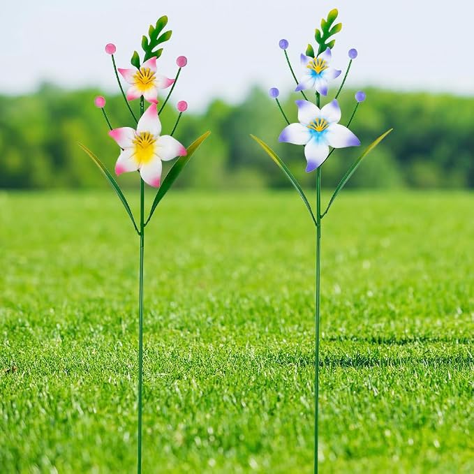 Outdoor Decorative Garden Stakes,Metal Flowers for Outside Spring Decor,Waterproof Garden Decor for Outside,Lawn,Patio,Yard
