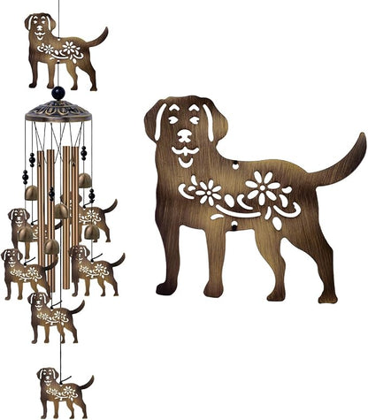 Outdoor Dogs Wind Chimes - Bronze Memorial Wind Bells, Mobile Sympathy Wind Catcher, Romantic Puppy Decor, Windchimes for Home, Balcony, Tree, Festival, Garden Hanging Decoration, Gifts for Mom