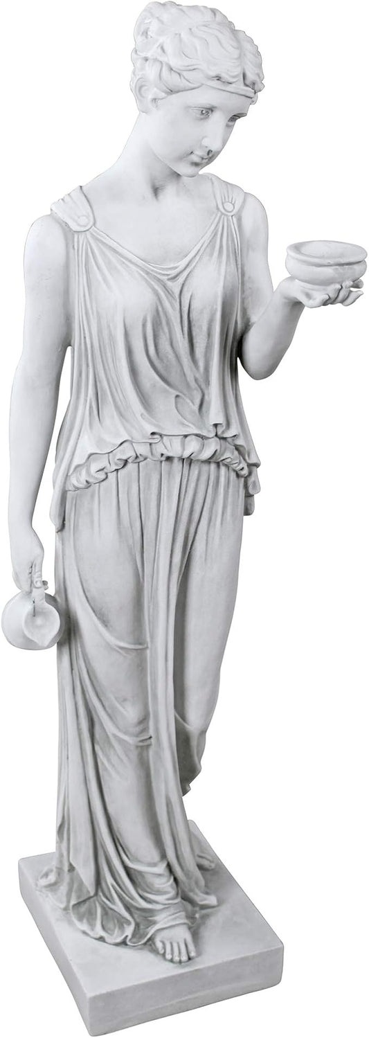 Design Toscano KY71304 Hebe Greek Woman Patron of Youth Indoor/Outdoor Garden Statue, Large Size, 10 inches Wide, 32 inches Tall, Handcast Polyresin, Antique Stone Finish