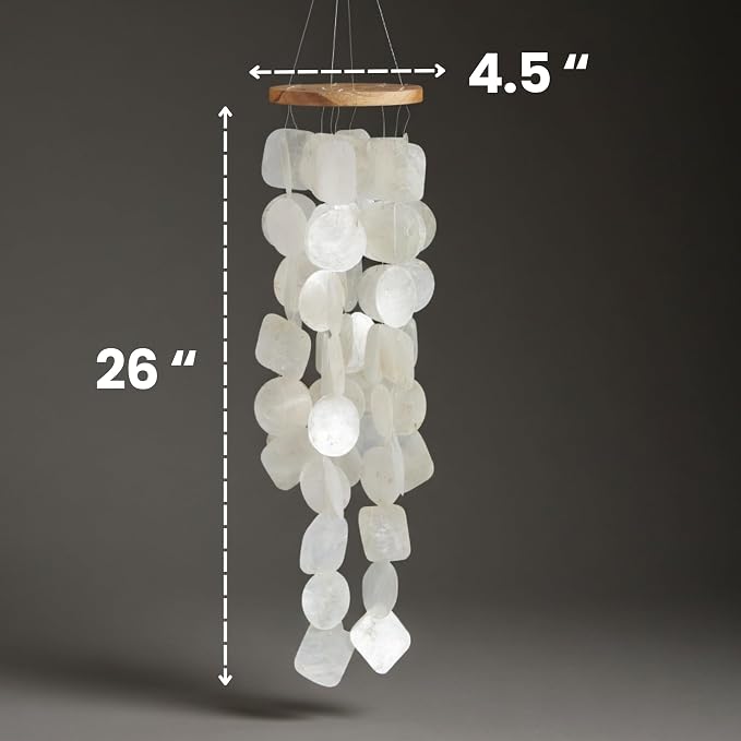 Solange & Frances Natural Capiz Shells Wind Chimes for Outside. Wind Chimes Indoor and Outdoor Decor. Unique Gift for Mom, Birthday Gifts for Women