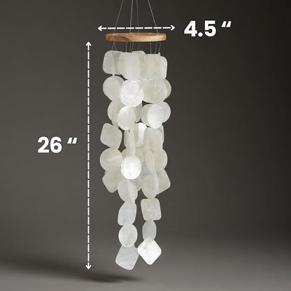 Solange & Frances Natural Capiz Shells Wind Chimes for Outside. Wind Chimes Indoor and Outdoor Decor. Unique Gift for Mom, Birthday Gifts for Women