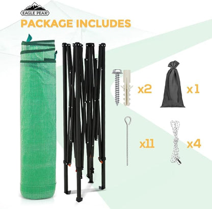 EAGLE PEAK 10x5 Portable Walk in Greenhouse, Pop Up Indoor Outdoor Greenhouse, Green House Kit with Zippered Roll-Up Doors and Windows, Lean-to Design, PE Cover, Clear/Green