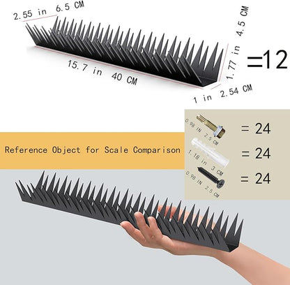 12Pcs Anti-Climb Spikes for Walls & Fences, 188.9in, Black | and Animal Deterrent Spikes, Suitable for Home and Garden Fences, Fits Various Lengths - Heavy Duty.