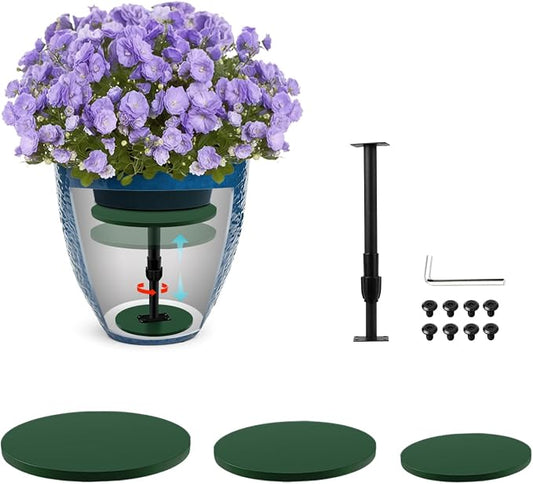 Axcoix Adjustable Height Plant Risers for Inside Pots, 7.5-12" Wooden Planter Inserts for Large Pots Sturdy Support, Planter Lift Insert for Tall Square Round Taper Planters (6" 8" 10" Base or Top)