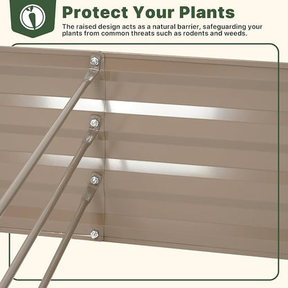 DTIG Galvanized Raised Garden Bed with Trellis, 6×3×1 FT 2 Pack Outdoor Garden Bed, Upgraded 4×3 Support, Brown