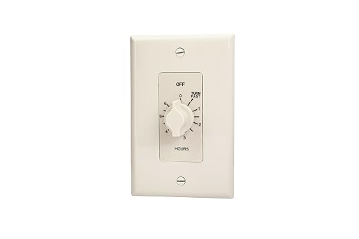 nsi INDUSTRIES TORK A506HW Spring-Wound In-Wall Twist Timer , 6-Hour Length and White Faceplate, for Automatic Shutoff of Fans or Lights