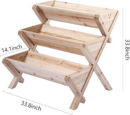 Notume 3 Tiers Wooden Vertical Raised Garden Bed with Legs,Planter Raised Beds Kit for Flowers Herbs Vegetables, Natural