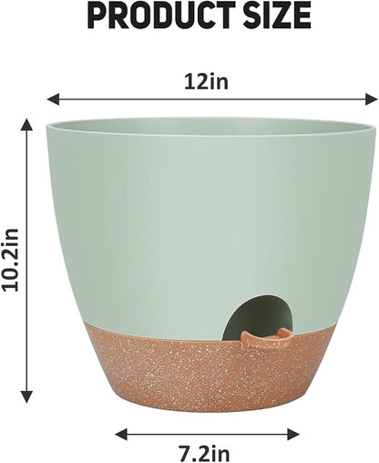 YNNICO 12 inch Large Self Watering Plant Pots, Flower Pots Planters with Multi Mesh Drainage Holes for Indoor Outdoor Garden Plants and Flowers