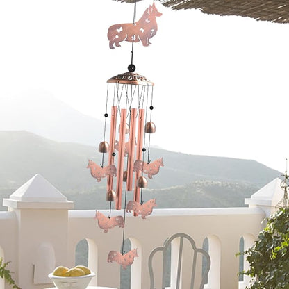 Handcrafted Dachshund Wind Chimes -Dog Gift for Women,Unique Outdoor Musical Decor for Garden,Patio & Nursery, Memorial Day Gifts for Mom/Wife/Daughter, Whimsical Yard Decorations with Soothing Tones