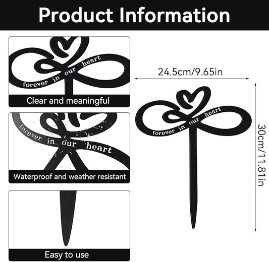 Memorial Grave Stake, Forever in Our Hearts Grave Marker, Heart Grave Decorations for Cemetery, Metal Cemetery Decorations for Grave, Yard, Garden, Remembrance Grave Plaque for Mom Dad Friends