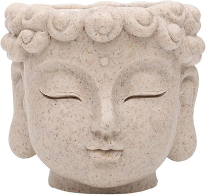 Buddha Head Planter, Unique Face Plant Pot with Drainage Hole, Small Resin Flower Succulents Pot for Indoor Outdoor Plants, Home Garden Decor (01#)