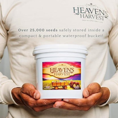 Heaven’s Harvest - 10 Year Survival Or Homestead Garden | 25k+ Heirloom Vegetable Seed Bank Kit | Includes Seed Vault Storage Drum | Non-GMO