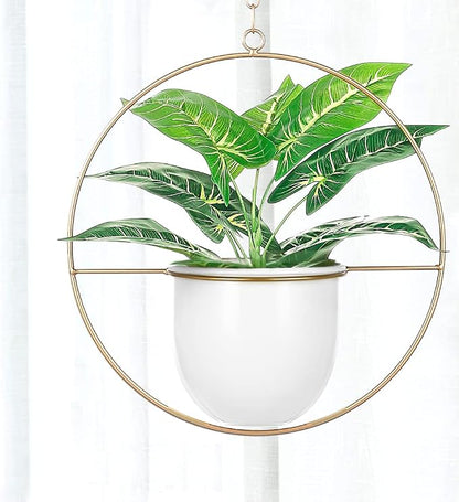 2 Pack Hanging Planters for Indoor Plants with 5.5" Pot + Ceiling Hook + Extender Chain | Hanging Plant Holder, Metal Minimalist Planter, NO Plant incld