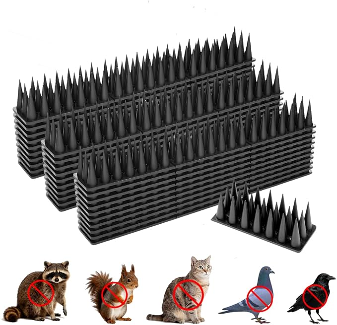 Bird Spikes, 20 Pack Pigeon Cat Squirrel Raccoon Animal Deterrent Spikes Anti-Climb for Outside Anti-Animal Defender Spikes to Keep Birds Away, Black