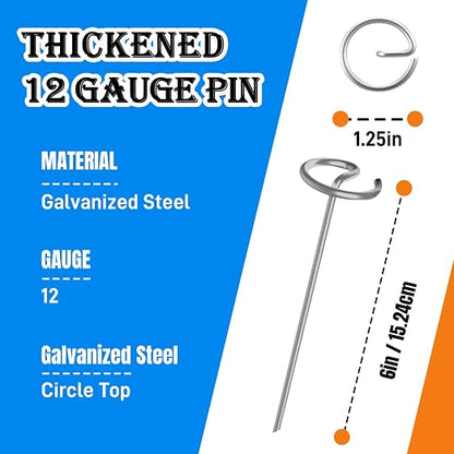 360 PCS Landscape Fabric Pins, 8 Gauge Galvanized Steel Garden Staples with 1.3 inch Larger Circle Top & Free Staple Puller - Heavy Duty Weed Barrier Pins (360 Pcs Galvanized Steel)