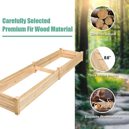 S AFSTAR Wooden Raised Garden Bed, Divisible Planter Box Kit, Outdoor Elevated Flower Planting Raised Bed, Above Ground Planters or Vegetables Grass Lawn Yard Backyard Patio (97" L x 25" W x 10" H)