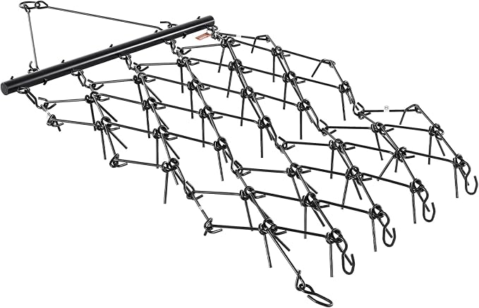 VEVOR Drag Harrow, 4 ft x 5.6 ft Durable Chain Harrow with 80 Sharp Teeth, Suitable for ATV UTV Tractor, Ideal for Soil Preparation, Seeding, Smoothing Landscapes, and Yard Gravel Driveway Maintenance