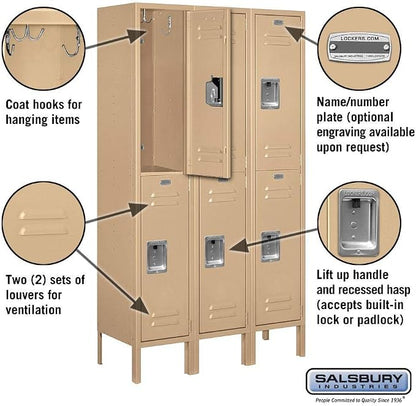 Salsbury Industries 62352TN-U Double Tier 36-Inch Wide 5-Feet High 12-Inch Deep Unassembled Standard Metal Locker, Tan Brown