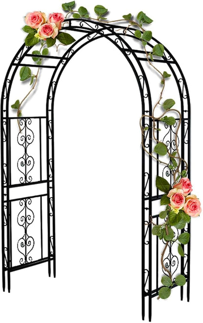 Teabelle Metal Garden Arbor Trellis, Black Arch for Climbing Plants, Wedding Outdoor Arch for Ceremony, Flowers and Plants Support Structure Stand for Lawn Patio Backyard Decoration | Durable Iron Tube, Weather Resistant Coating, Stable Structure for B...