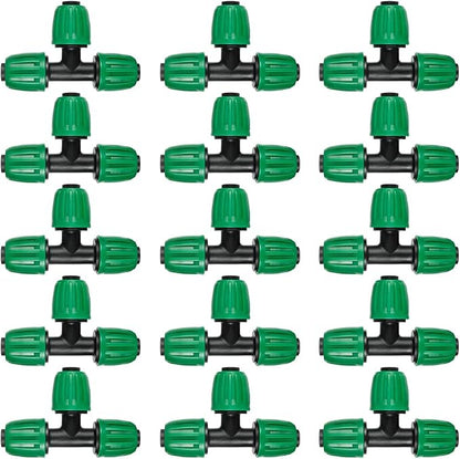 15 Pack 1/2 Inch Drip Irrigation Tee Fittings (1/2" ID x0.6-0.63" OD) - 1/2'' Drip Line Anti-Drop Barbed Lock Nut T Connectors for 1/2 Inch Drip Irrigation Tubing System Connection