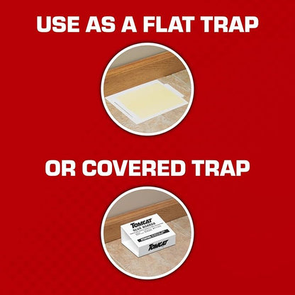 Tomcat Glue Boards with Eugenol for Enhanced Stickiness, 4 Boards | Sticky Traps for Mice, Cockroaches & Insects, Flat or Covered Use, Ready-To-Use