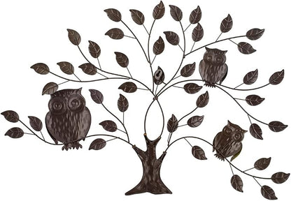 dreamskip Tree of Life Metal Wall Art, 25" Outdoor Large Wall Sculpture with Colorful Leaves and Owls, Tree Metal Wall Decor for Outdoor Indoor, Living Room, Patio, Fence, Bedroom, Garden Decor