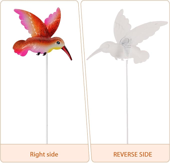 Toddmomy Hummingbird Garden Stakes Iron Floral Picks Set 3.15 Inch Metal Bird Yard Art for Outdoor Patio Lawn Decorative Plant Accessories