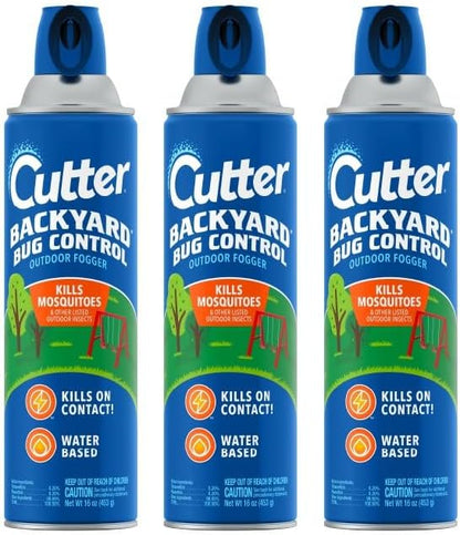 Cutter Backyard Bug Control Outdoor Fogger, Kills Mosquitoes, Fleas & Listed Ants, 16 Ounce, 3 Pack