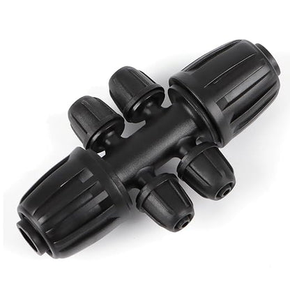 RedChili 12 Pcs 1/2" to 1/4" Drip Irrigation Fittings, Dripline 1/2 Inch (1/2" ID x0.6-0.65" OD) to 1/4 Inch Reducing Tee Adapter Drip Tubing Barbed Lock Nuts 1/2" to 1/4" Irrigation 6 Way Connectors
