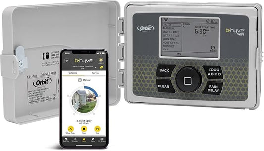 Orbit B-hyve Smart Indoor/Outdoor Sprinkler Controller - 6-Zone - App Controlled Smart Controller with Custom Irrigation Schedules - Weatherproof Multi-Zone Sprinkler System - 57946
