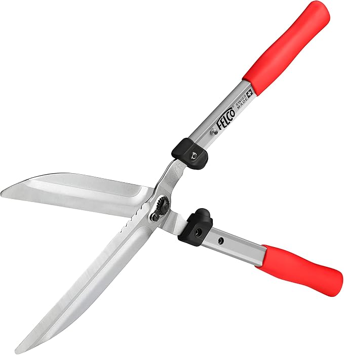 FELCO F250-63 Swiss Made Hedge Shears for Gardening – 25" Lightweight Precision Clippers for Shrub Trimming | Hedge Scissors | Trimmer Tool with Chromed Carbon Blades | I-Beam Handles
