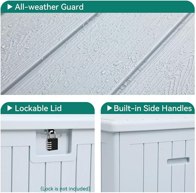 YITAHOME XL 180 Gallon Large Deck Box | Outdoor Storage for Patio Furniture Cushions,Garden Tools,Waterproof,Lockable (White)