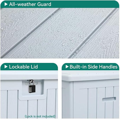 YITAHOME XL 180 Gallon Large Deck Box | Outdoor Storage for Patio Furniture Cushions,Garden Tools,Waterproof,Lockable (White)