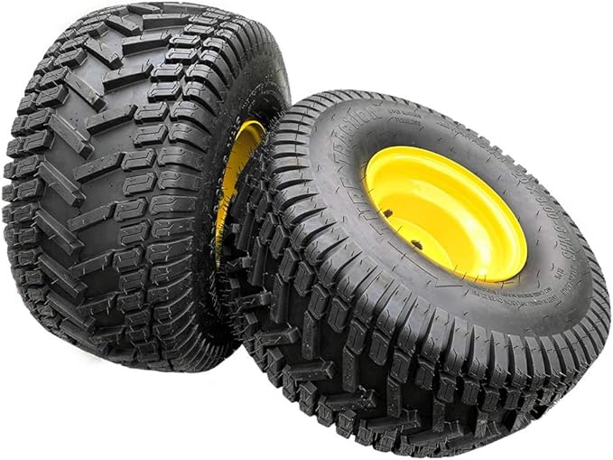 Marastar 20808-PK Tubeless Pneumatic 20x8.00-8 Tire and Wheel Assembly, Replacement Rear Tire for John Deere Riding Mowers, Turf Traction Tread, 2 Pack
