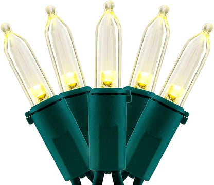 YULETIME 200 Warm White LED Christmas Lights, 66 ft Green Wire String Light | Soft Warm White, Stay Lit, End-to-End Connectable, UL Certified, Commercial Grade, 1-Strand 200 Lights, 4" Spacing
