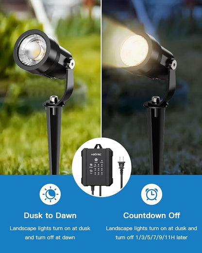 HIBOITEC All-in-One Low Voltage Landscape Lighting Kit, 5W LED Landscape Lights with Transformer and 65FT Wire, Waterproof Outdoor Spot Lights for Pathway Yard Garden, 2700K, 8 Packs