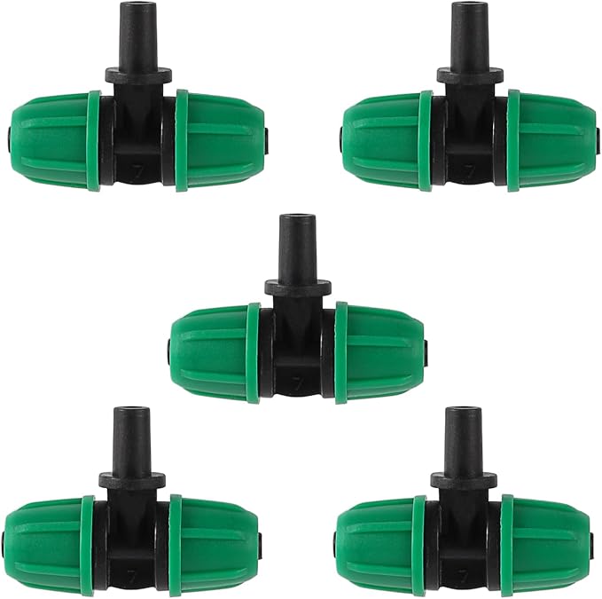 6mm to 1/4 Inch Barb Tee for for ¼ in. tubing; Tubing Outside Diameter (OD) is 0.250 in., Internal Diameter (ID) is 0.170. in. (20Pcs/Pack) (Green-1/4" to 6mm)