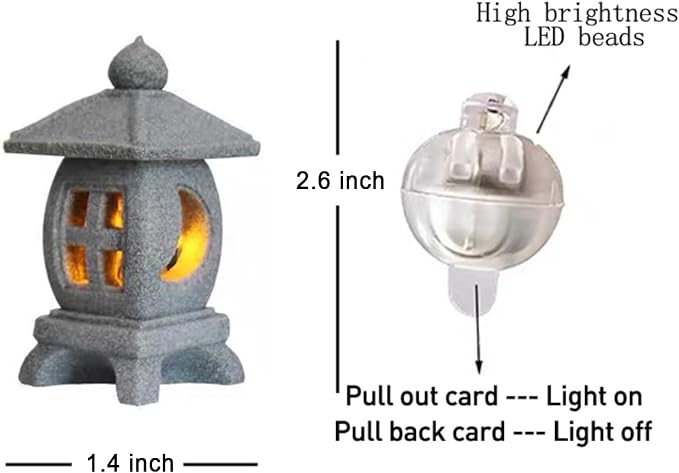 Japanese Pagoda LED Lamp Statue Figurine, LED Lantern Pagoda Statue Figurines for Home Table Decor - Style B